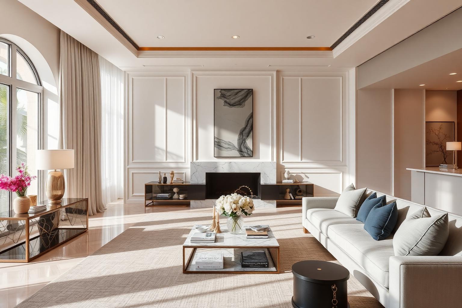 Luxury living room interior design by Deluxe Calm